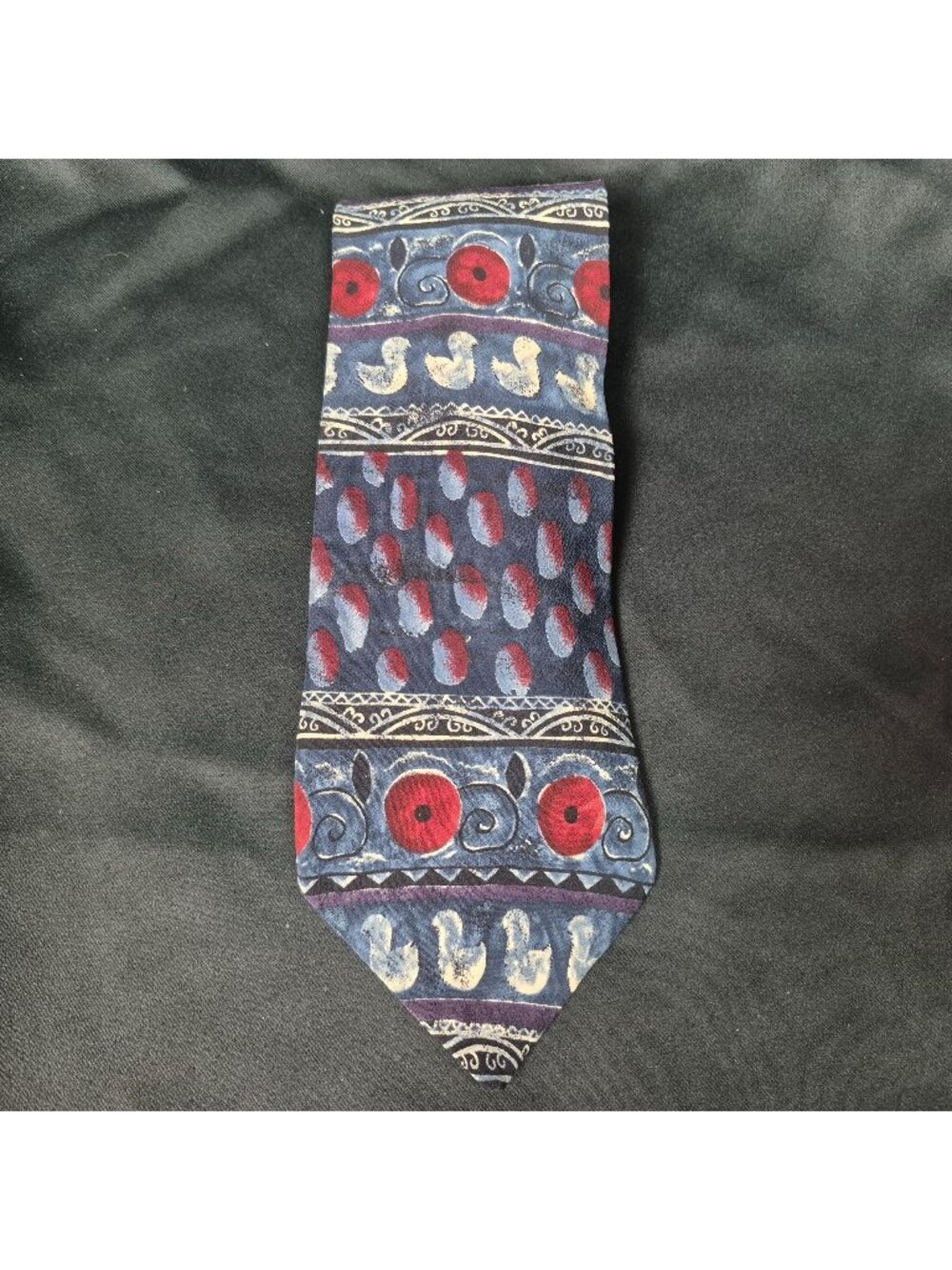 Jerry Garcia Abstract Ducks Poppy Classic Silk Necktie Grateful Dead VTG